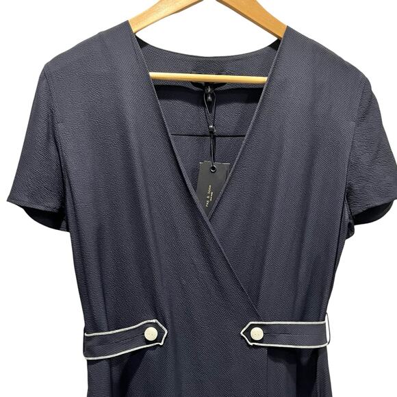 Rag & Bone NWT Black Tabitha Mini Dress Textured Twill Jacquard Button Waist S - Picture 4 of 9